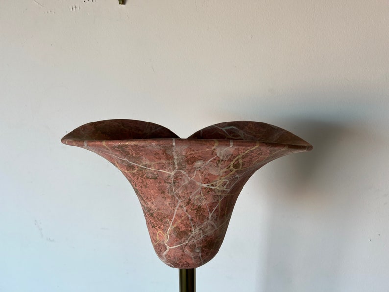 Vintage Sculptural Brass and Ceramic Shade Floor Lamp image 5