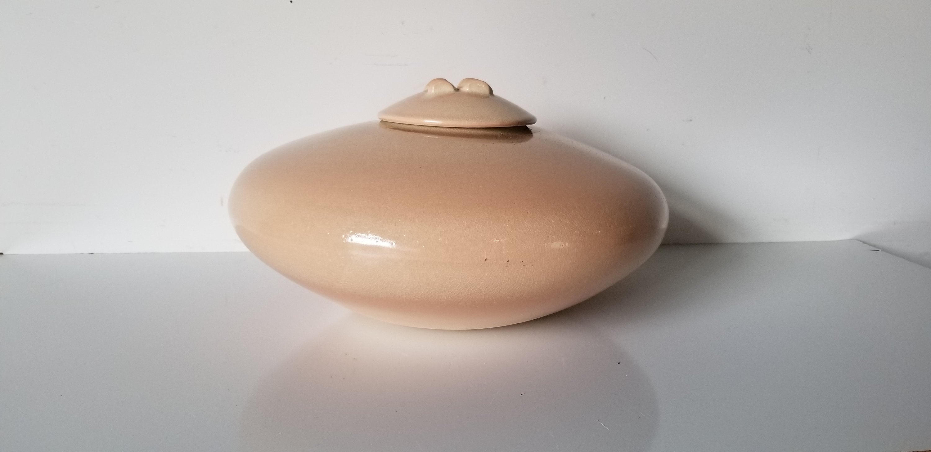 1980S Large Vintage Mark Hines Pink Ceramic Vase With Lid, Signed