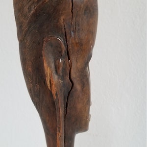 Vintage Hand Carved Wood African Tribal Female Bust Sculpture. image 5