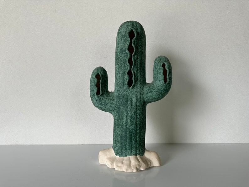 Vintage Southwestern Ceramic Cactus Sculpture image 1