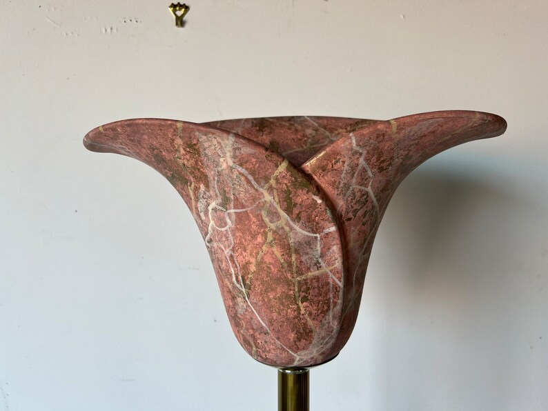 Vintage Sculptural Brass and Ceramic Shade Floor Lamp image 2