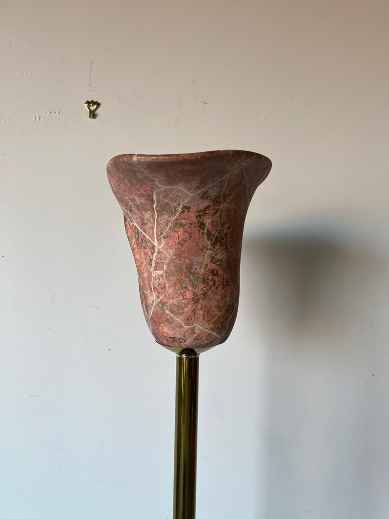 Vintage Sculptural Brass and Ceramic Shade Floor Lamp image 3