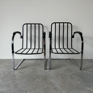 1930s Vintage Kem Weber Deco Chrome Springer Chairs a Pair zdjęcie 2