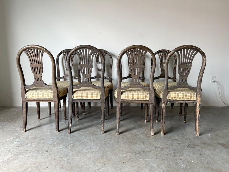19th Century Antique French Louis XVI Balloon Backs Dining Chairs Set of 8 image 5