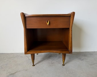 Mid-Century Modern Kent Coffey “The Sharon” Walnut Nightstand