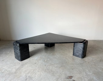 Postmodern Faux - Black and White Marble Triangular Coffee Table