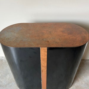 1980s Postmodern Black Laminate and Copper Dining / Console Table Base image 3