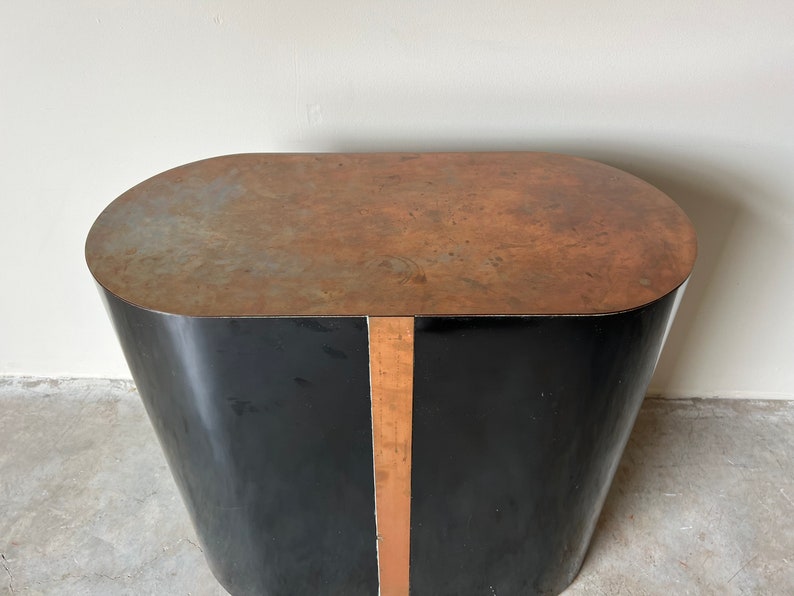 1980s Postmodern Black Laminate and Copper Dining / Console Table Base image 3