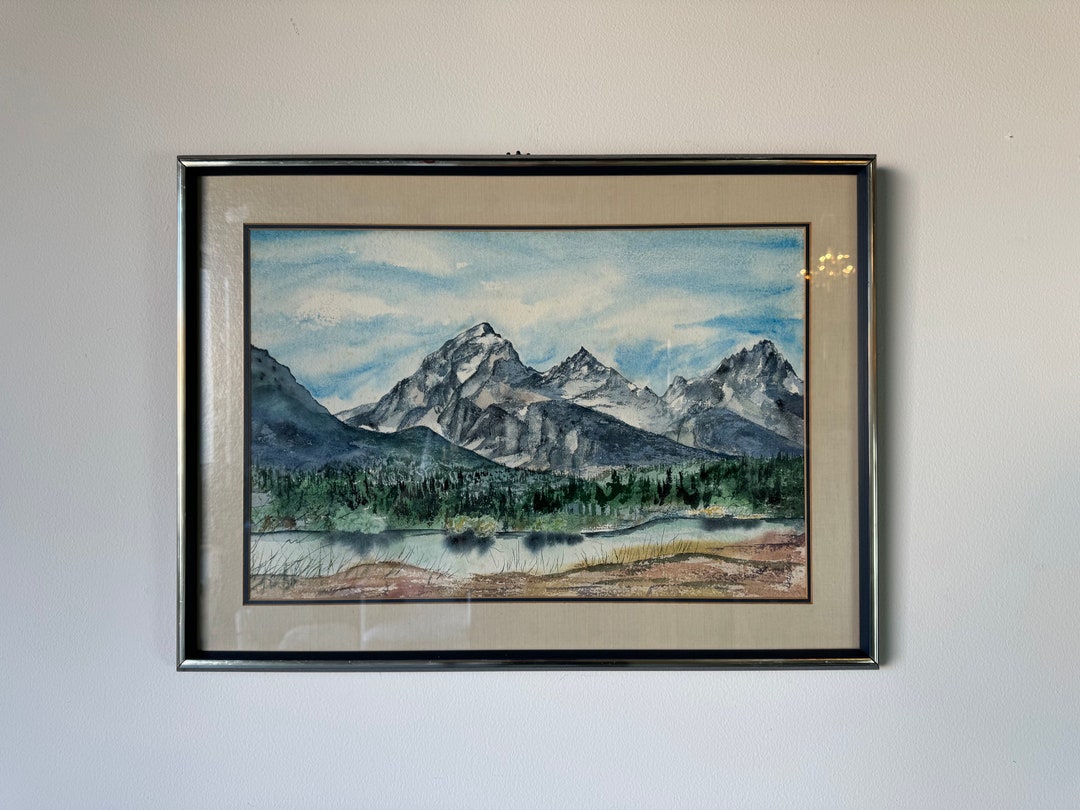 絵画 Mountain glow mountain glow, painting of purple mountains against a golden