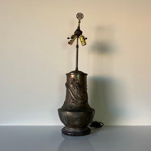 Japanese Monumental Meiji Bronze Dragon Table Lamp