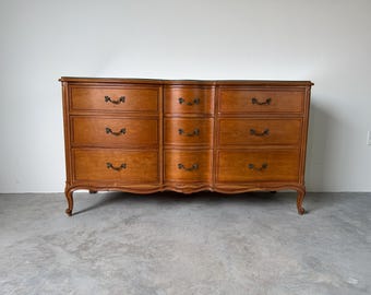 Drexel Touraine French Provincial Louis XV Style Nine Drawer Dresser