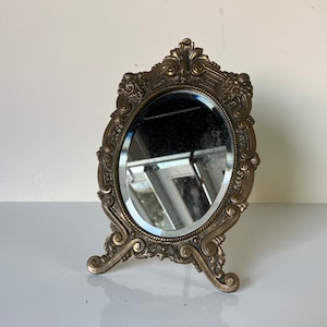 Vintage Ornate Brass Vanity Mirror