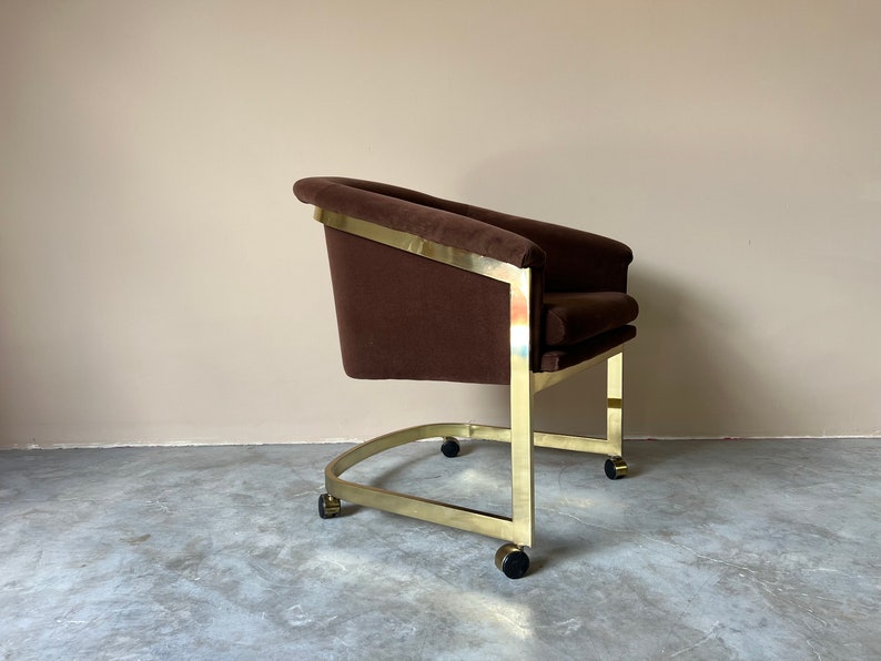 Milo Baughman for Design Institute of America Brass Desk / Club Chair With Casters image 2