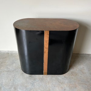 1980s Postmodern Black Laminate and Copper Dining / Console Table Base image 1