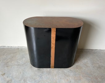 1980s Postmodern Black Laminate and Copper Dining / Console Table Base