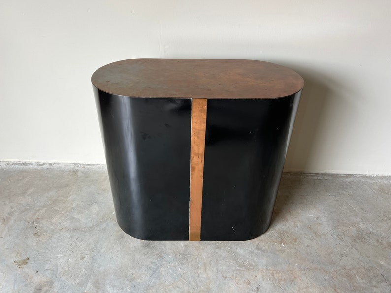 1980s Postmodern Black Laminate and Copper Dining / Console Table Base image 1