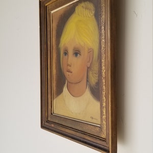 1960s Portrait of a Girl Oil Painting, Framed image 4