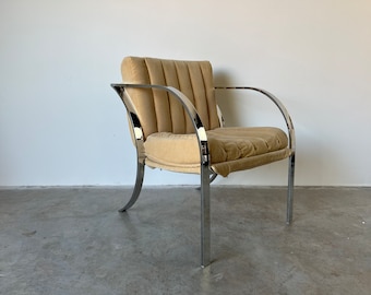 Mid Century Milo Baughman - Style Chrome Lounge Chair