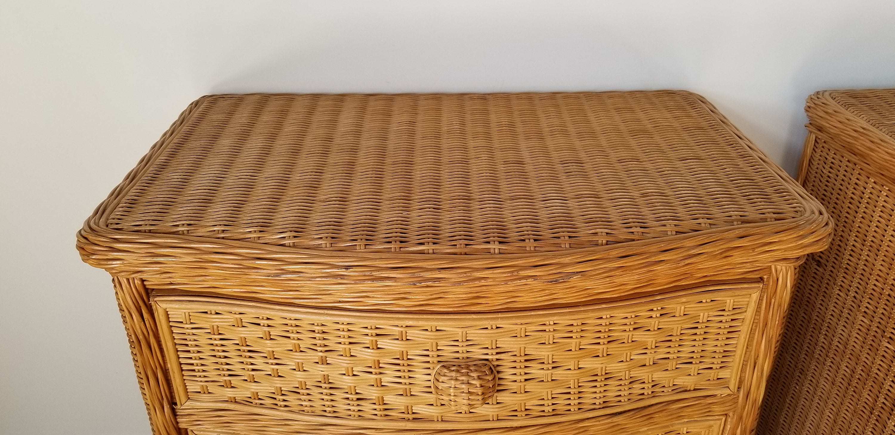Vintage Coastal Decor Woven Wicker Nightstands a Pair . Etsy