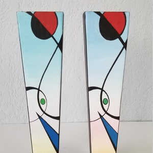 1990s Postmodern Memphis Style Hand Painted Candle Holders a Pair. image 2