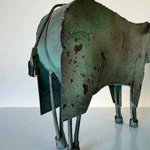 Vintage Brutalist Folk Art Metal Bull Sculpture image 7