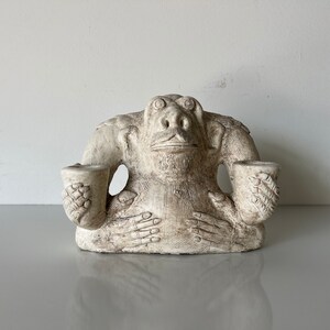 Vintage Handmade Monkey Shape Pottery Candle Holder image 3