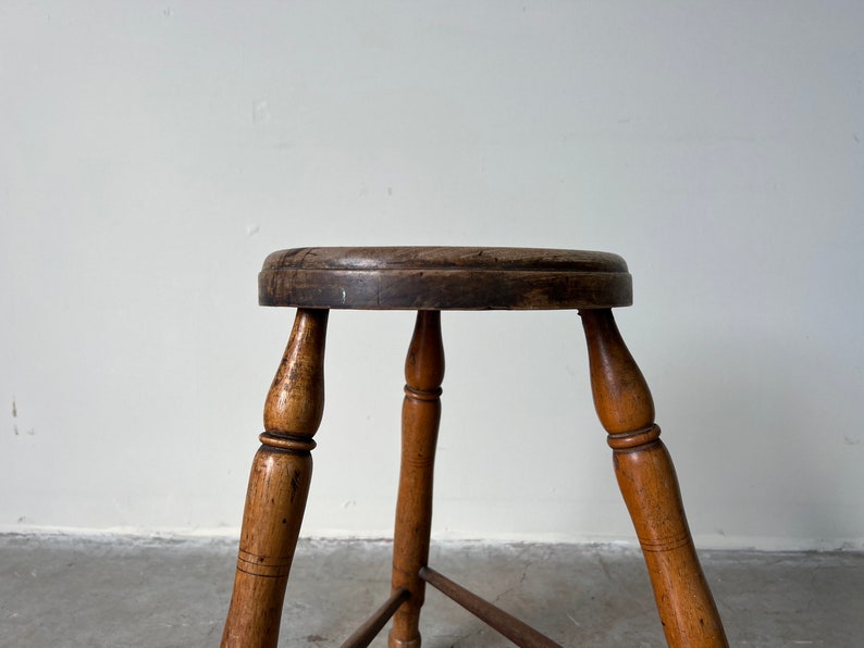 Vintage French Country Style Three Legged Stool image 9