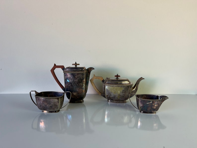 Art Deco Silver Plate Tea Set of 4 image 1
