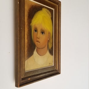 1960s Portrait of a Girl Oil Painting, Framed image 2