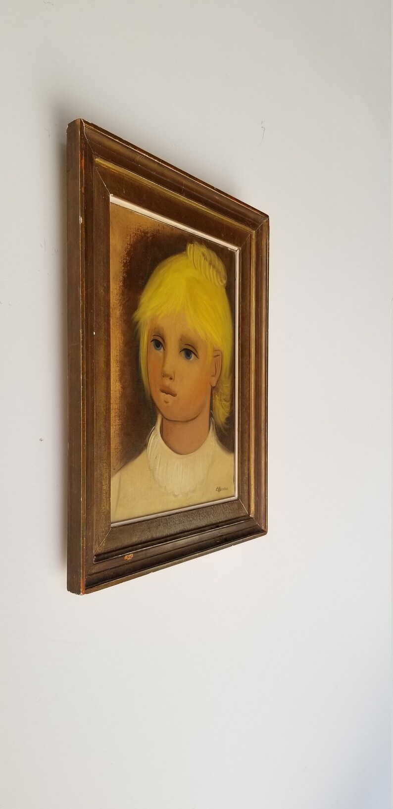 1960s Portrait of a Girl Oil Painting, Framed image 2