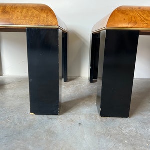 Mid-Century Burlwood and Smoked Glass Side Tables a Pair image 4