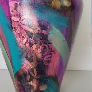 Vintage Abstract Hand Painted Ceramic Vase. image 7