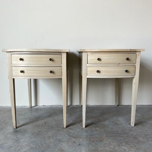 Vintage French Provincial Neoclassical Style Two Drawers Nightstands a Pair image 1