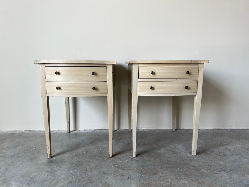 Vintage French Provincial Neoclassical Style Two Drawers Nightstands a Pair image 1