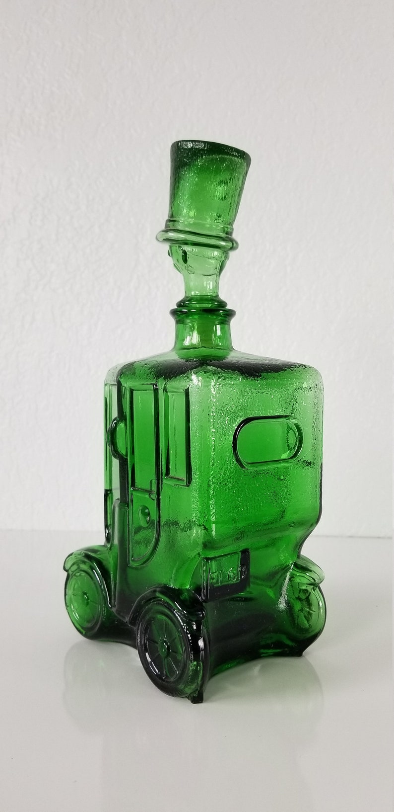 1960's Italian Emerald Green Glass Car Decanter . image 2