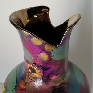Vintage Abstract Hand Painted Ceramic Vase. image 10