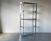 Mid Century Milo Baughman Chrome Glass Etagere Bookcase Shelf