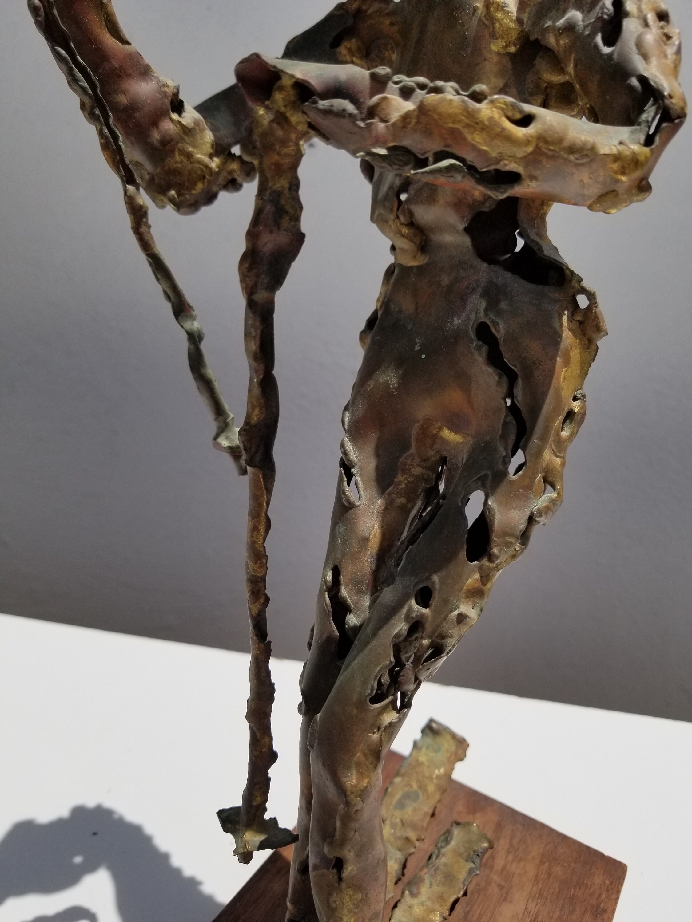 70's Figural Brutalist Art Torch Copper Table Sculpture . Art & Collectibles Art Objects