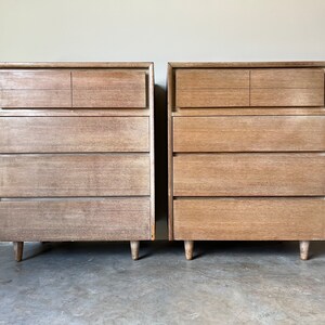 Raymond Loewy for Mengel Cerused Oak Four Drawers Highboy Chest a Pair image 1