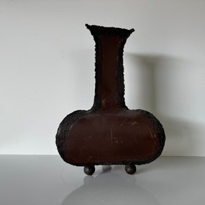 Vintage Art Torch Cut Brutalist Metal Vase Sculpture image 7