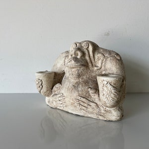 Vintage Handmade Monkey Shape Pottery Candle Holder image 2