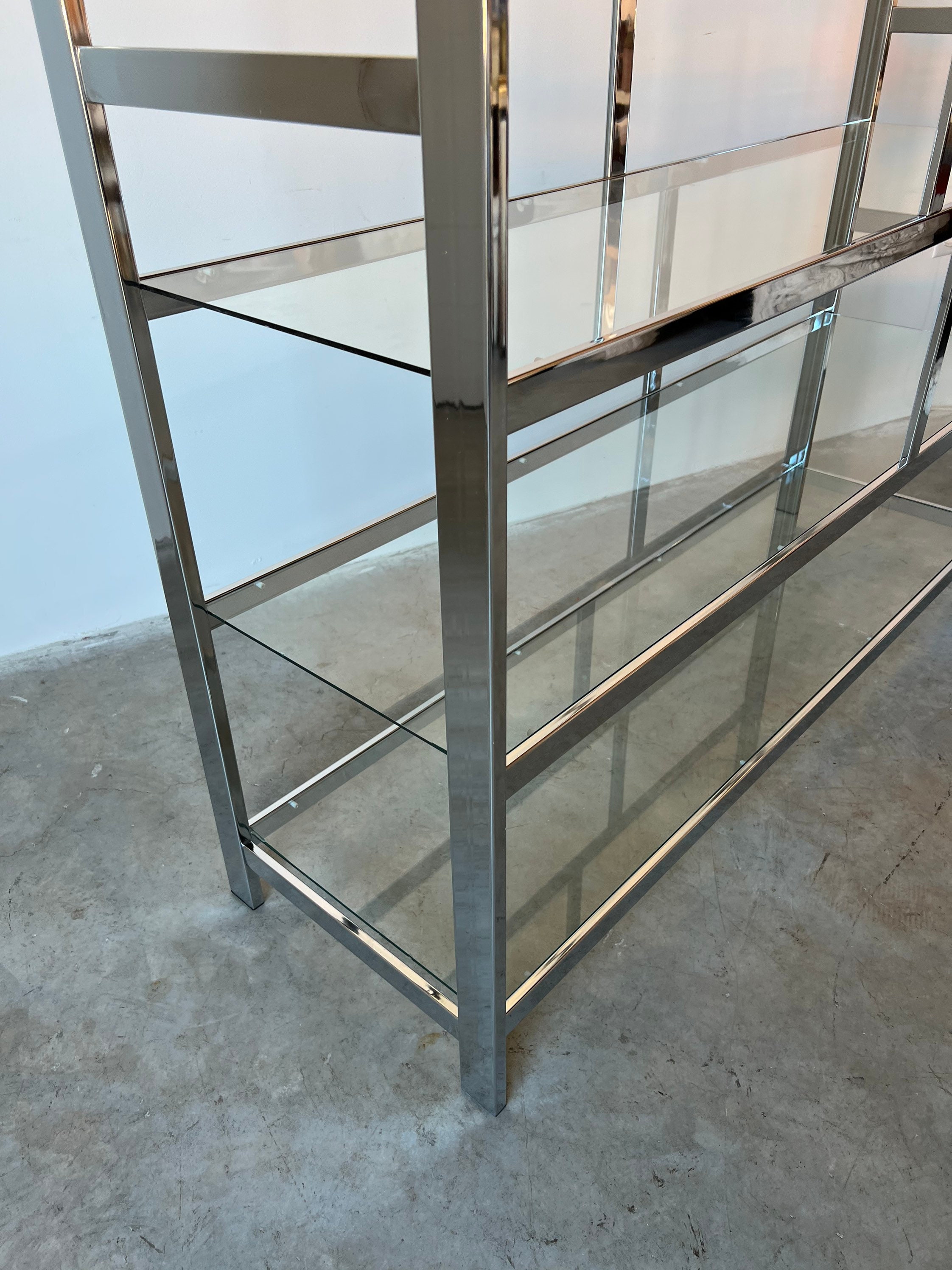 70 s Mid Century Milo Baughman Style Chrome Etagere display Shelf