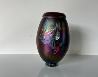 80's Vintage Art Murano Vase, Signed