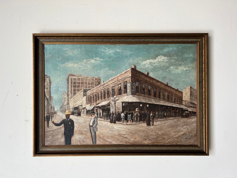 Vintage G. Neal Impressionist Streetscape Scene Oil on Canvas Painting image 3