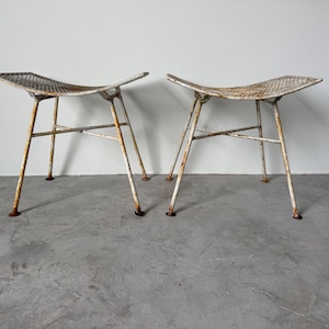 Mid-20th Century Maurizio Tempestini for Salterini Outdoor Metal Footstools / Ottomans – Pair