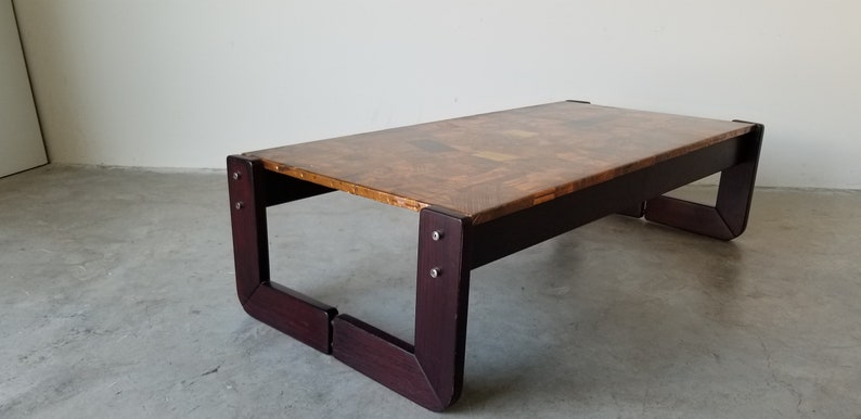 Percival Lafer Rosewood and Patchwork Copper Rectangular Coffee Table image 3