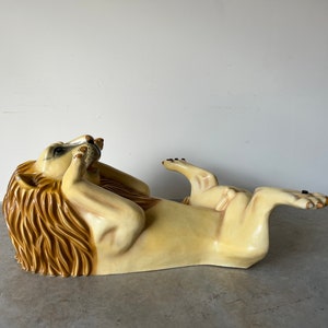 Sergio Bustamante Style Sculptural Art Handmade Paper Mache Lion Coffee Table Base image 7