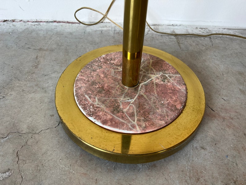 Vintage Sculptural Brass and Ceramic Shade Floor Lamp image 4