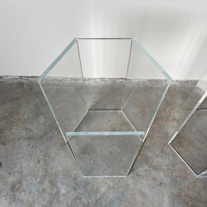 A Pair of Vintage Hexagon Lucite Pedestals, Signed image 9