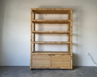 Modern Balboa Rattan Wide Bookshelf By Serena & Lily